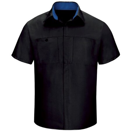 Workwear Outfitters Men's Short Sleeve Perform Plus Shop Shirt w/ Oilblok Tech Black/Royal Blue, 4XL SY42BR-SS-4XL